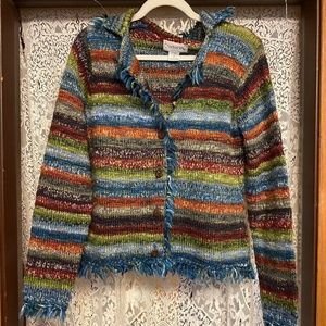 Colorful button up sweater